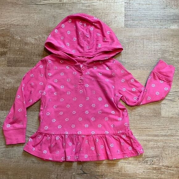 Baby Gap Hooded Long Sleeve Blouse Bright Pink Size 3T - Picture 2 of 8
